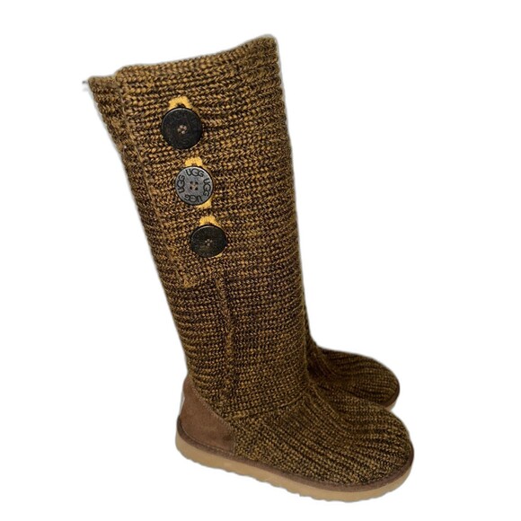 UGG Australia Women’s Classic Y2K Cardy Tall Knit Boots size 7 Sheepskin Lined - Picture 1 of 13